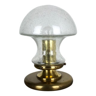Modernist German Glass and Brass Mushroom Table Lamp from Doria Leuchten, 1970s For Sale