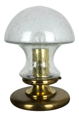 Modernist German Glass and Brass Mushroom Table Lamp from Doria Leuchten, 1970s