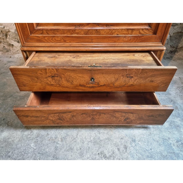 Antique French Louis Philippe Wardrobe in Elm and Oak, 1800s For Sale - Image 15 of 16