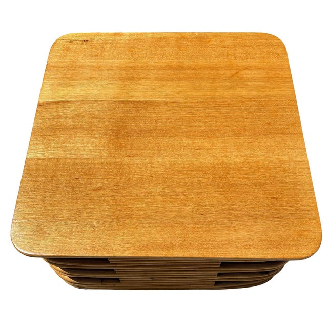 1940s Restored MCM Stacked Rattan Coffee Table W/ Rattan Wrapped Mahogany Top For Sale In Los Angeles - Image 6 of 6