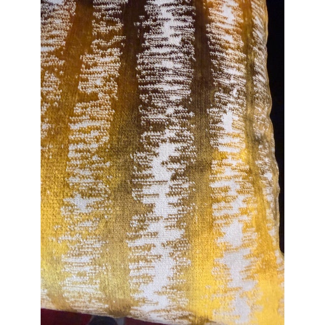 Hand made and hand dyed golden velvet and poly blend pillow. It has a solid reverse and a matching zipper to insert or...