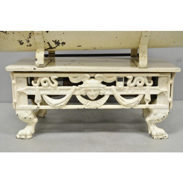 Antique Putzeys & Melot Liège Belgium Neoclassical Style Cast Iron Baby Scale For Sale - Image 4 of 18