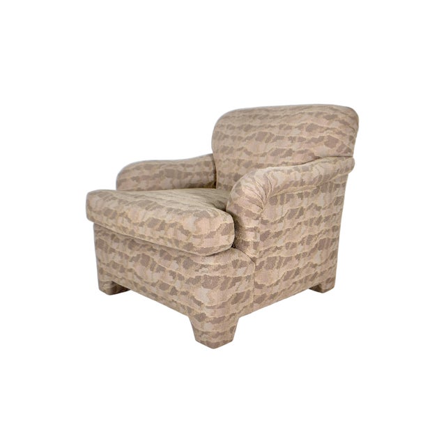 Postmodern Pair of Vintage Postmodern Roll Arm Upholstered Club Chairs For Sale - Image 3 of 14