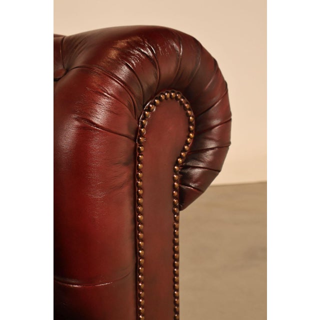 Chesterfield Style Oxford Red Leather Sofa For Sale - Image 9 of 17