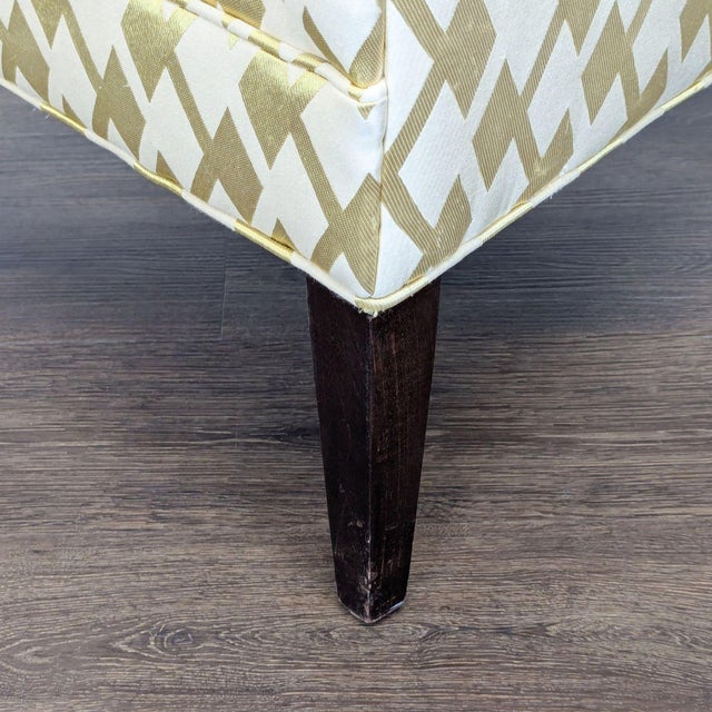 Lee Industries Modern Accent Lounge Chair With Gold and Cream Diamond Pattern Upholstery For Sale - Image 9 of 9