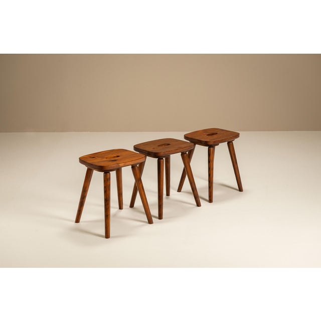 These stained pine stools are a perfect example of functional design. with their straightforward construction and...