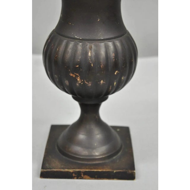 Vintage Brass French Classical Style Small Table Top Urn Form Flower Vase For Sale - Image 11 of 12