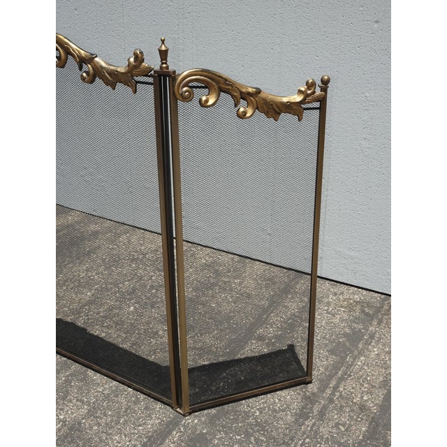 Metal Vintage French Country Metal & Mesh Gold Fireplace Screen For Sale - Image 7 of 15