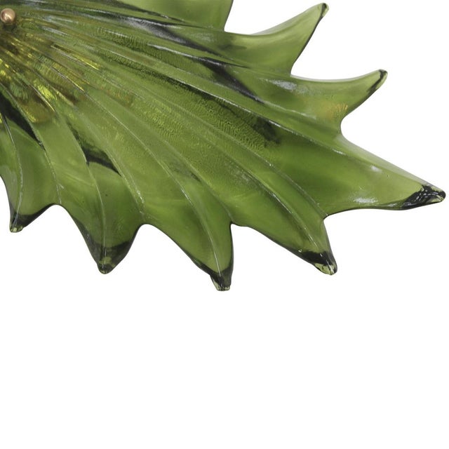 Floral Murano Glass Wall Sconces in Green, 2000, Set of 2 For Sale - Image 9 of 11