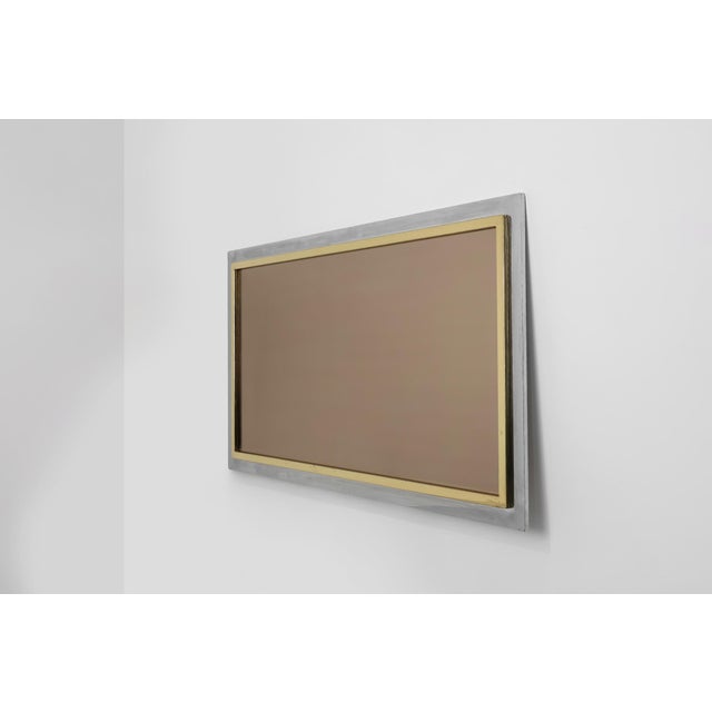 Large Mid-Century Mirror in Metal and Fumé Glass from Belgo Chrome, Belgium, 1980s For Sale - Image 6 of 12