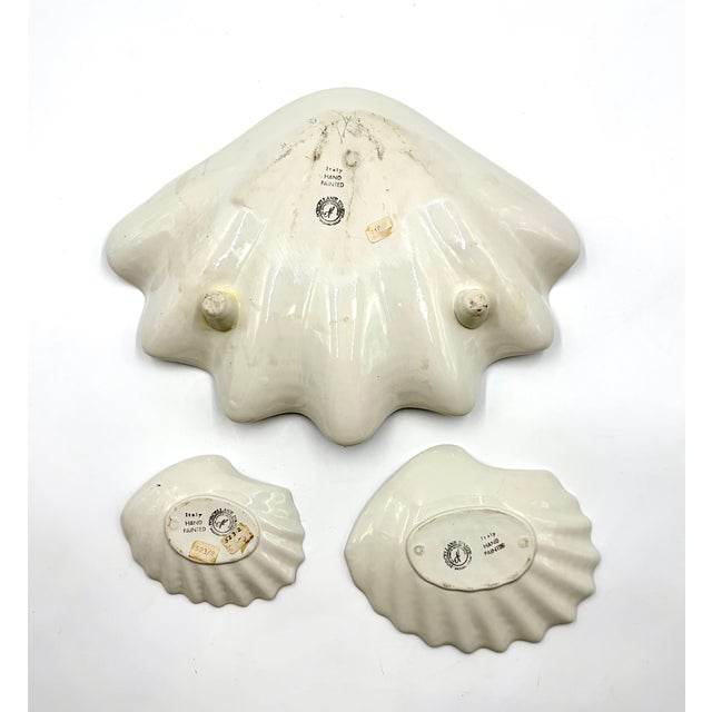 White Vintage Italian Nesting Porcelain Shell Dishes - Set of Three For Sale - Image 8 of 12