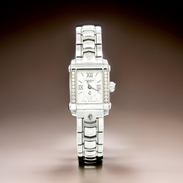 1990s Philippe Charriol Diamond Ladies Wristwatch 6.5" Stainless Steel 22.8 mm For Sale - Image 9 of 10