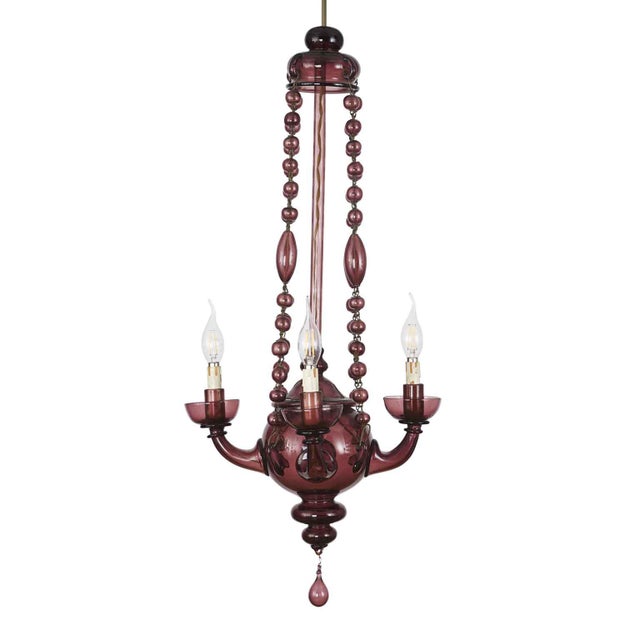 Venetian Amethyst Blown Glass Chandelier, 1900s For Sale - Image 13 of 13