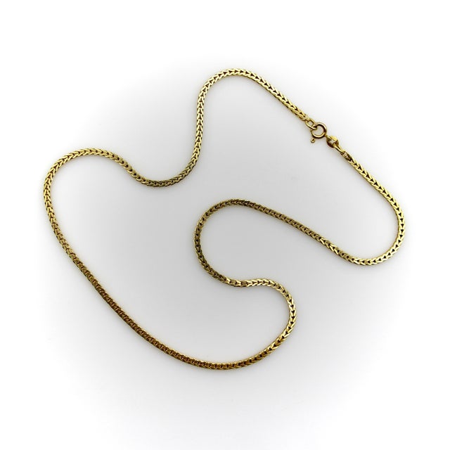 Modern Vintage 14k Gold Squared Wheat Chain For Sale - Image 3 of 8