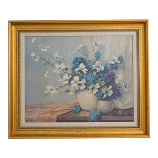 A.d. Greer Oil on Canvas Still Life Flowers Signed For Sale