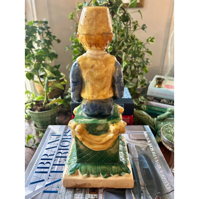 Mid 20th Century Majolica Style Figural Reading Monkey Bookend or Figurine For Sale - Image 4 of 8