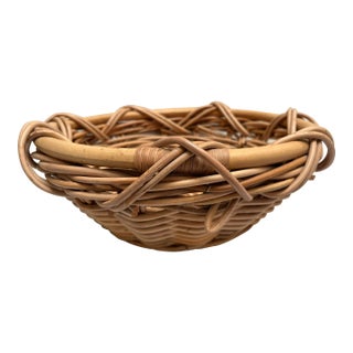 Large Woven Bamboo Wood Elegant Decor Basket For Sale