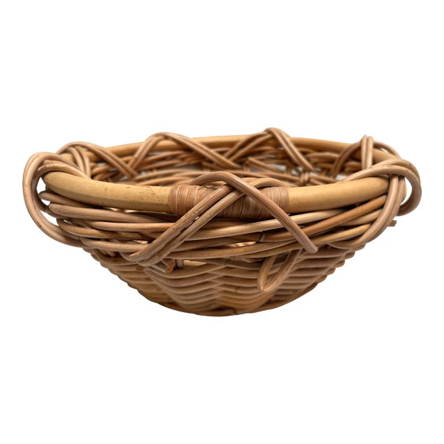 Large Woven Bamboo Wood Elegant Decor Basket For Sale