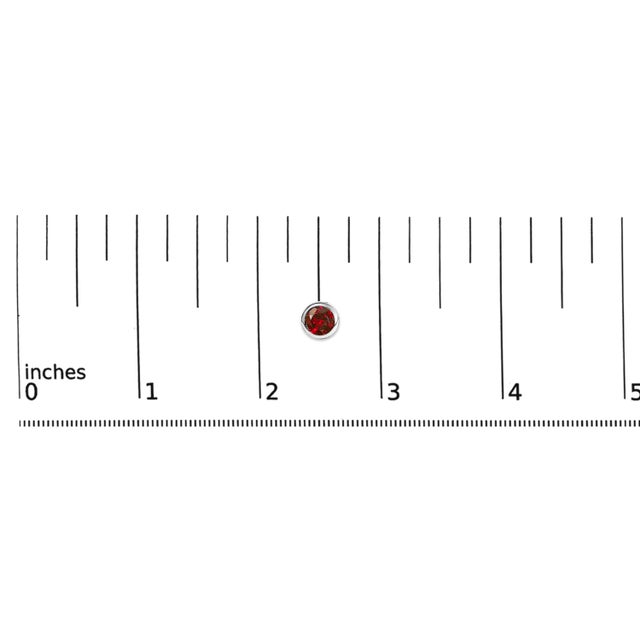 Early 21st Century .925 Sterling Silver 6MM Bezel Set Created Red Garnet Solitaire Stud Earrings For Sale - Image 5 of 5
