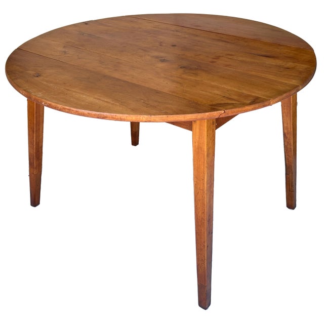 French Provincial Drop-Leaf Table of Cherrywood With Round Top For Sale - Image 12 of 18