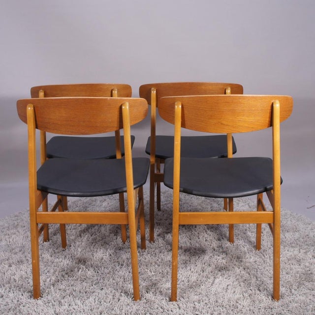 1960s Vintage Dining Chairs in Teak and Beech, 1950s, Set of 8 For Sale - Image 5 of 9