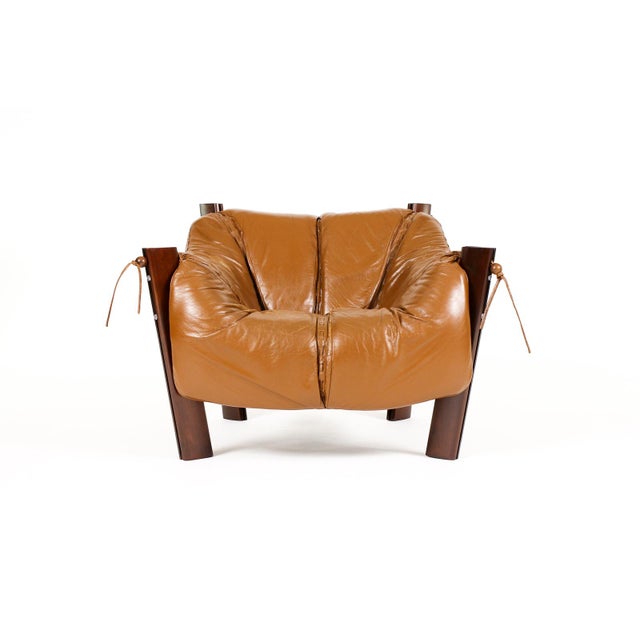 Mid-Century Modern Mid Century Brazilian Modernist Lounge Chair — Percival Lafer — Model Mp-211 — Brown Leather + Rosewood For Sale - Image 3 of 11