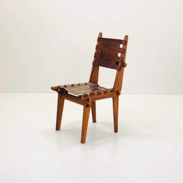 Ecuadorian Dining Chair with Stamped Leather by Angel Pazmino, 1960s For Sale - Image 11 of 11
