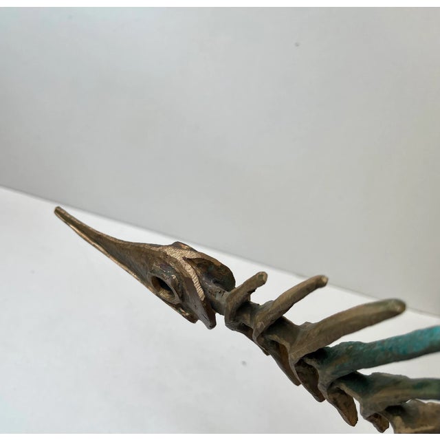 Brutalist Primeval Sword-Fish Skeleton in Bronze by Peder Evald Madsen, 1980s For Sale - Image 9 of 16
