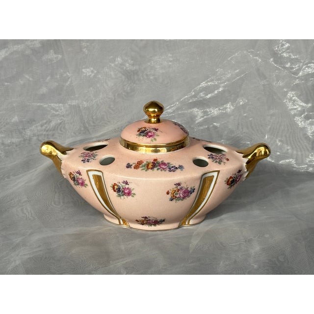 This late 19th century French porcelain inkwell would make an elegant decor accent displayed on a modern desk or living...