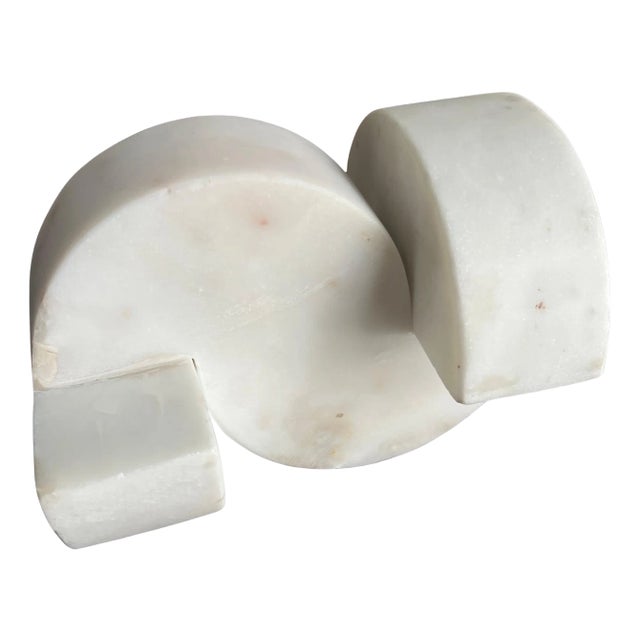 Geometric Italian Organic Carrara Marble Sculpture or Bookend For Sale