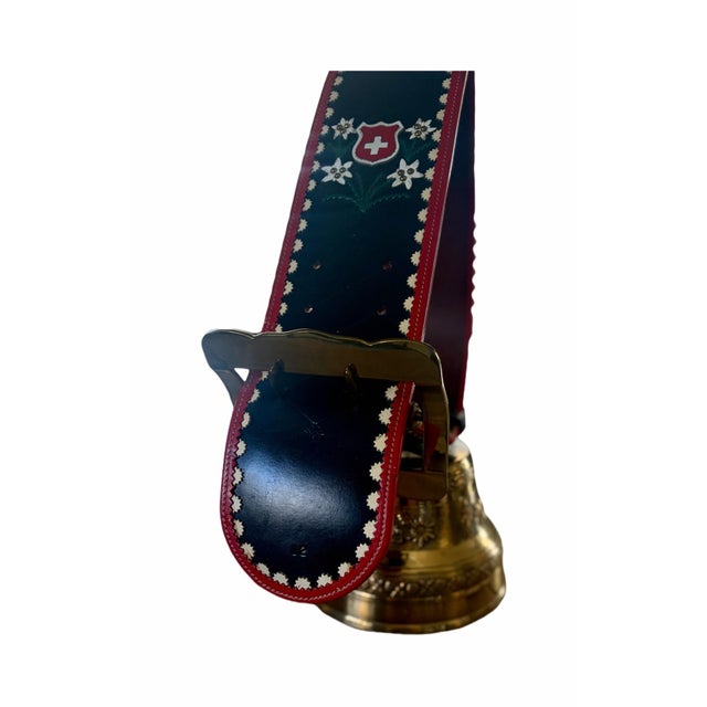 Farmhouse Large Vintage Swiss Albertano La Serraz Signed Bronze Cow Bell With Original Leather Strap & Buckle For Sale - Image 3 of 10