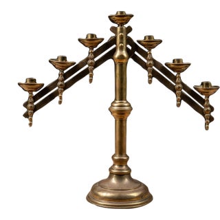 Late 19th Century Adjustable Brass Sabbath Candelabrum For Sale