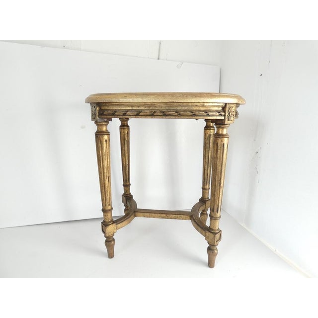 Louis XVI French Gilded Oval End Table For Sale - Image 11 of 11