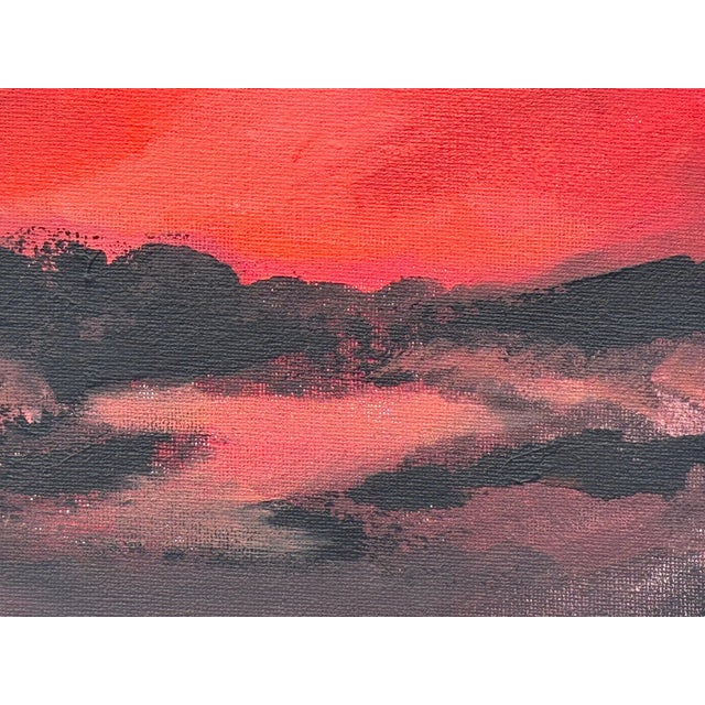 Early 21st Century Crimson Evening Glow - Miniature Abstract Landscape Art by Contemporary Artist 2025 For Sale - Image 5 of 13