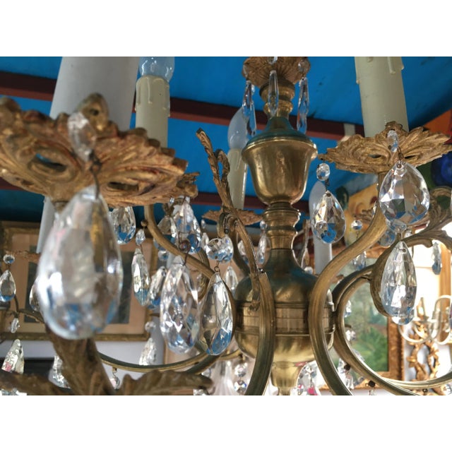 1960s Bras & Crystal Chandelier, 1960s For Sale - Image 5 of 7