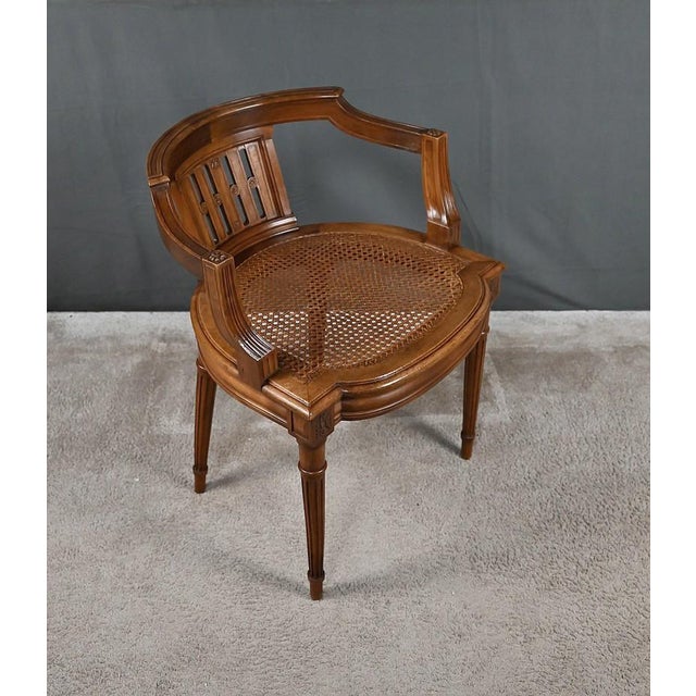 Small Late 19th Century Louis XVI Style Walnut Office Chair For Sale - Image 5 of 18