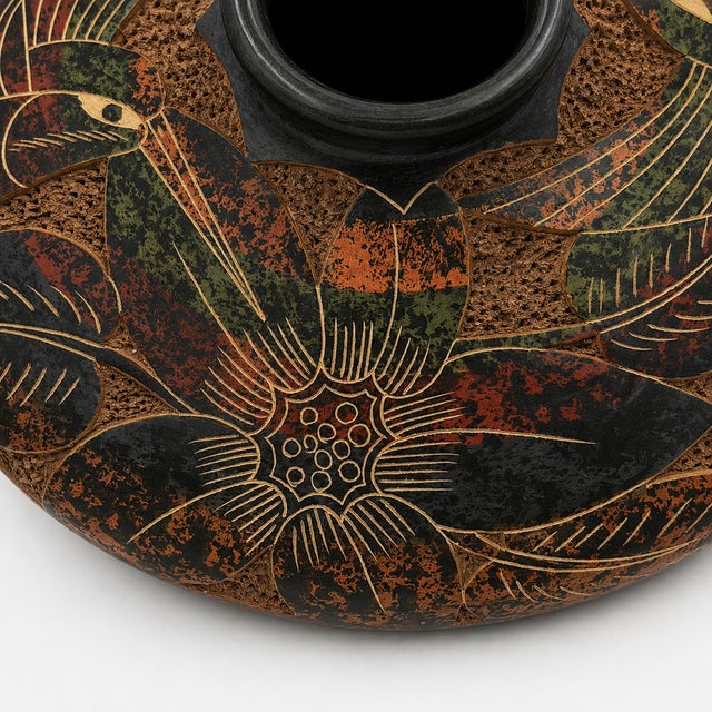 Nicaraguan Carved Hummingbird Studio Art Pottery Vessel by Jose Guerrero For Sale - Image 10 of 16