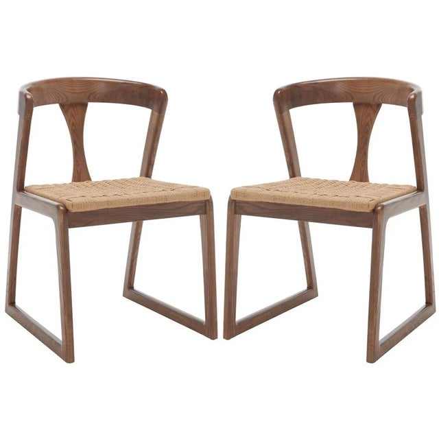Jamal Woven Dining Chair - Walnut/Natural, Set of 2 For Sale - Image 11 of 11