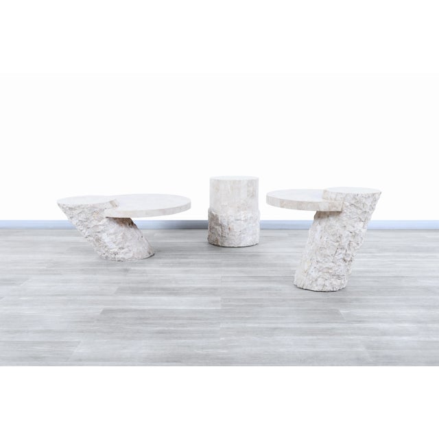 Vintage Tessellated Stone Coffee Table and Side Tables - Set of 3 For Sale - Image 4 of 9