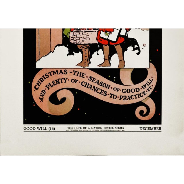 Mid-Century Modern 1937 American Hope of a Nation Poster Series, Good Will (Christmas) For Sale - Image 3 of 4