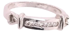 14 Karat White Gold and Diamond Band Wedding Ring Bridal, Size 7