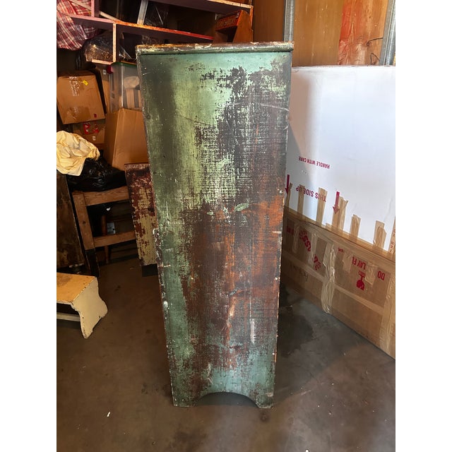 Antique Farmhouse Wood-Painted Turquoise Cabinet For Sale - Image 11 of 16