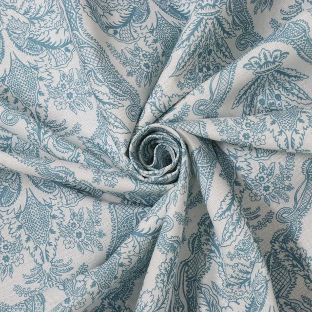 Not Yet Made - Made To Order Siena Teal / White Fabric For Sale - Image 5 of 6