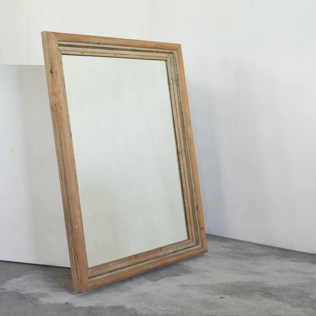 Large Rustic Mirror in Pine and Faded Paint Beautiful and large wall mirror in pine with hints of faded old paint. The...
