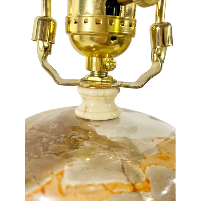 Ceramic Vintage Orange and Cream Marbleized Ceramic Baluster Form Lamp For Sale - Image 7 of 15