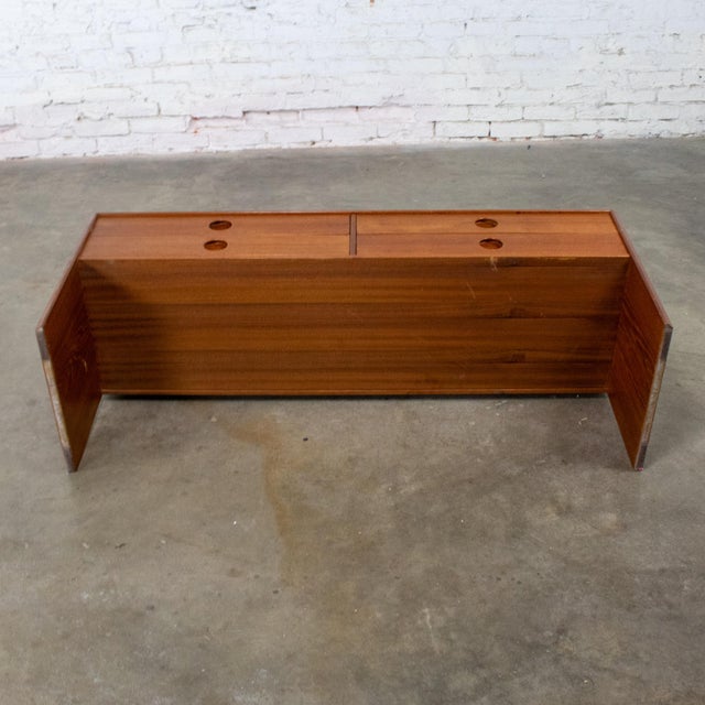 Wood Mid to Late 20th Century Scandinavian Modern Teak Low Chest Style of Kai Kristiansen For Sale - Image 7 of 18