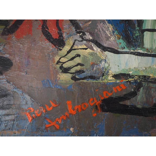 Pierre Ambrogiani, The Arrival of the Bull, Signed Oil on Canvas For Sale - Image 5 of 18