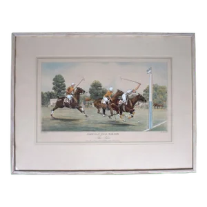 American Polo Scenes the Save 1930 Paul Brown Print, Framed
