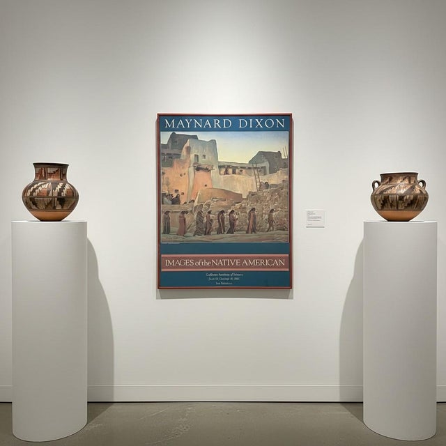 Maynard Dixon 1981 Framed Museum Exhibition Poster Southwestern Pueblo Art-Boho For Sale - Image 10 of 11