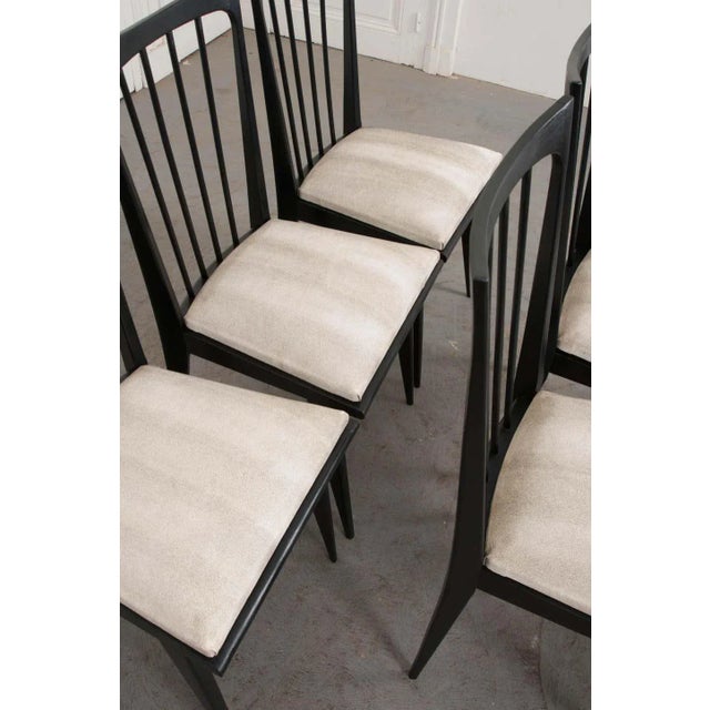 Wood French Mid-Century Ebonized Dining Chairs - Set of 6 For Sale - Image 7 of 13